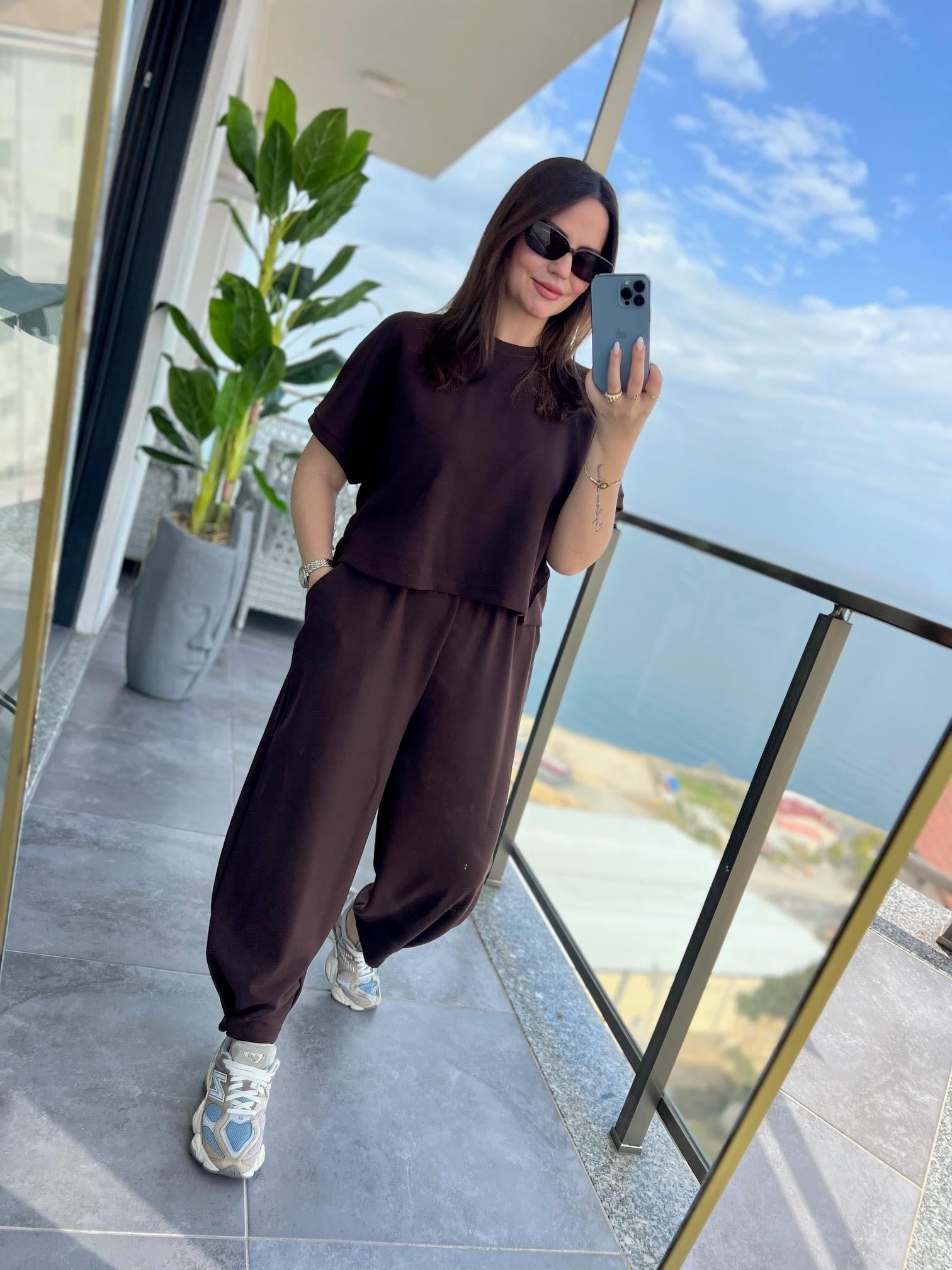 50986 Tshırt Pantalon Takım KAHVE