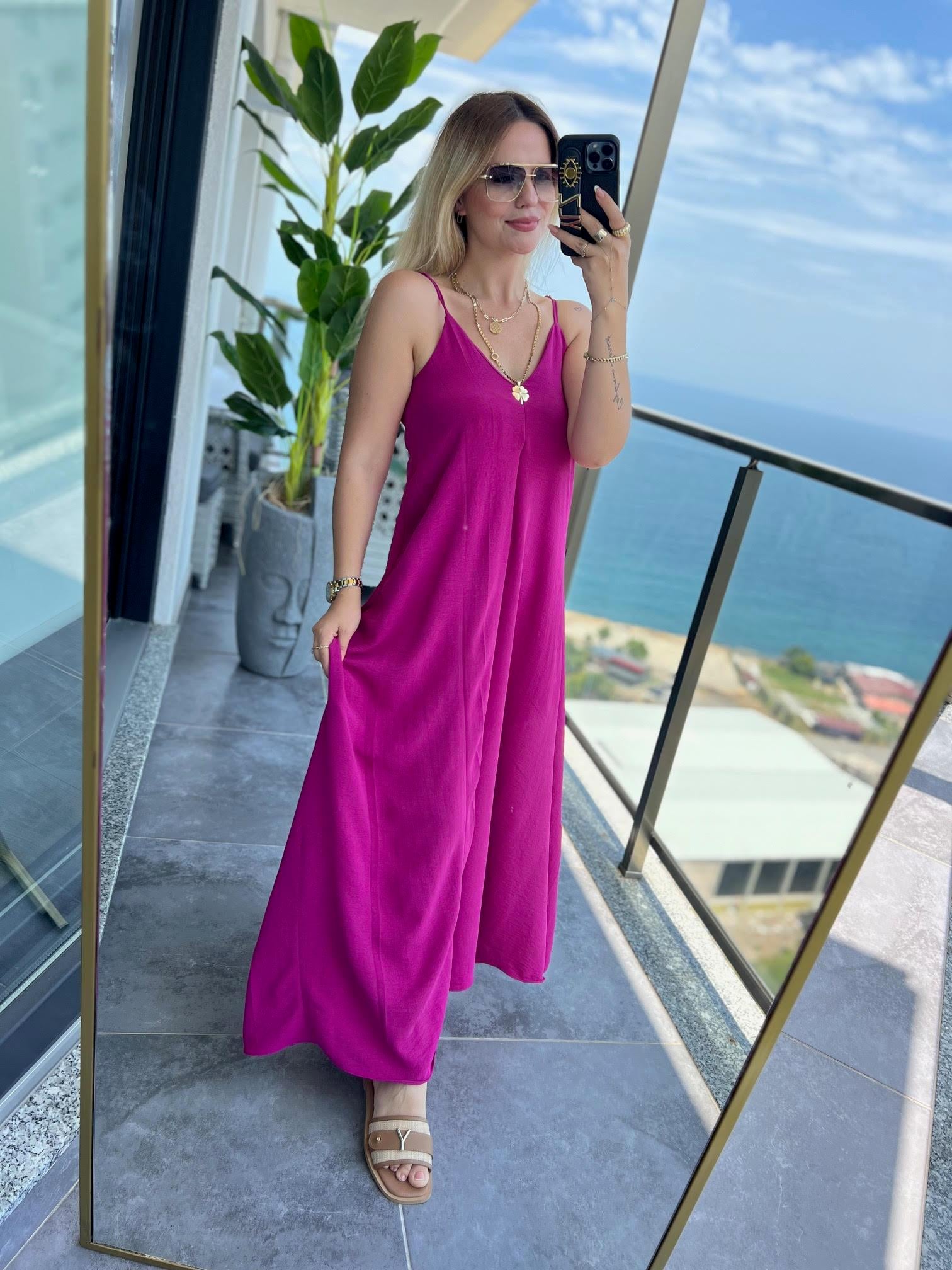610 Askılı Elbise FUŞYA