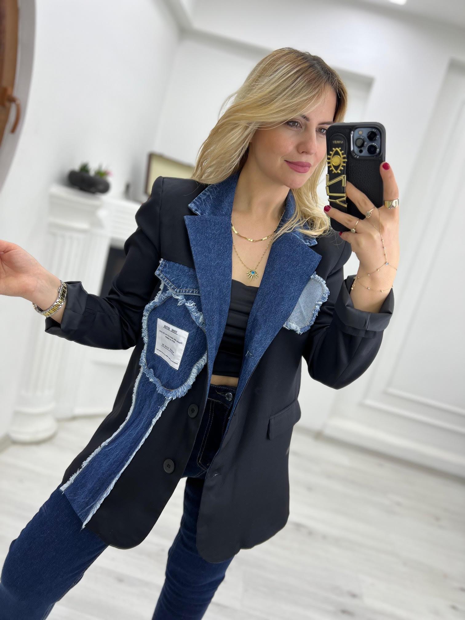 88619 Jean Detaylı Ceket
