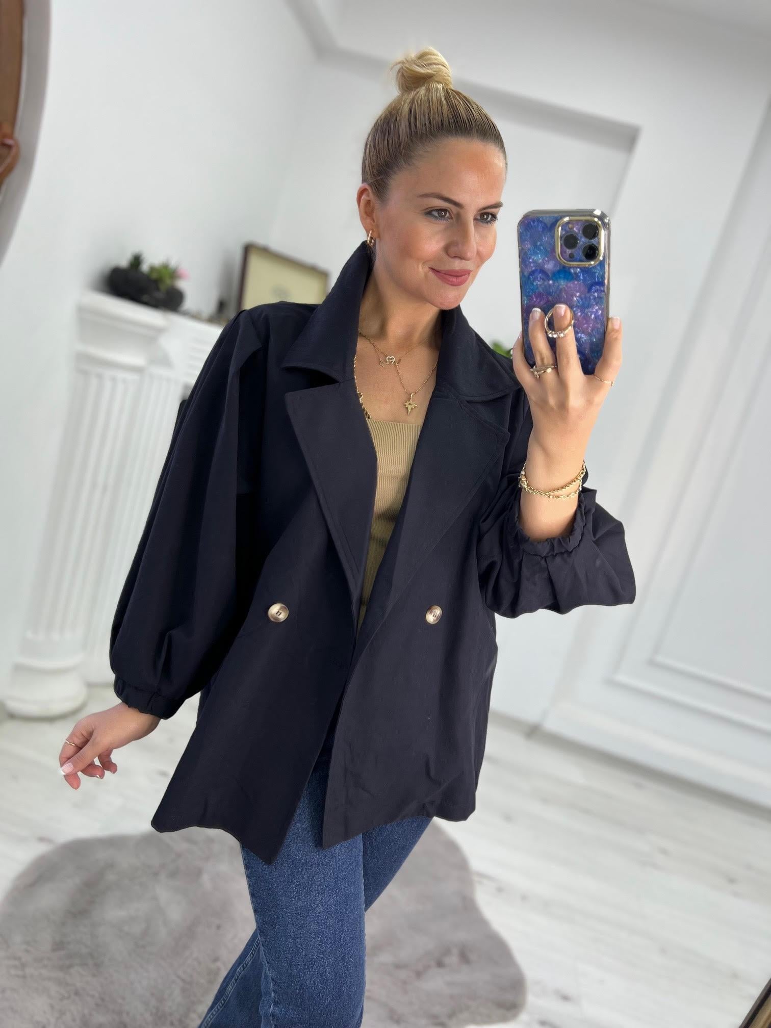 9279 Owersize Ceket SİYAH