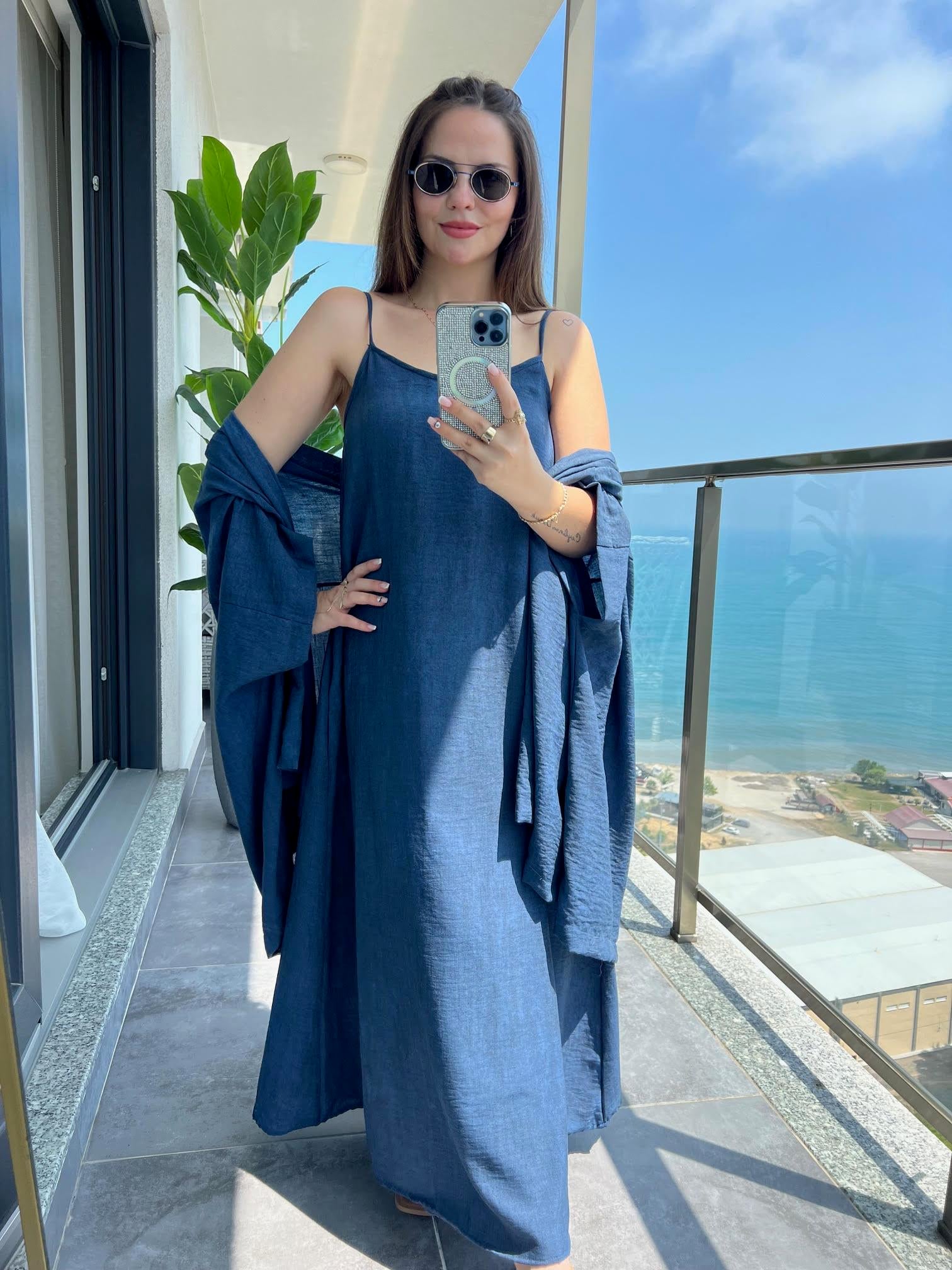 Kimono Elbise Takım LACİVERT