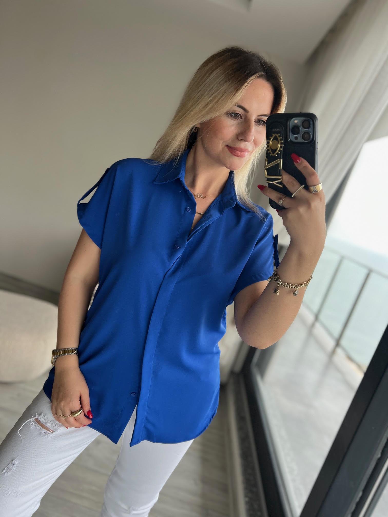 Kısa Kollu Saten Gömlek SAKS