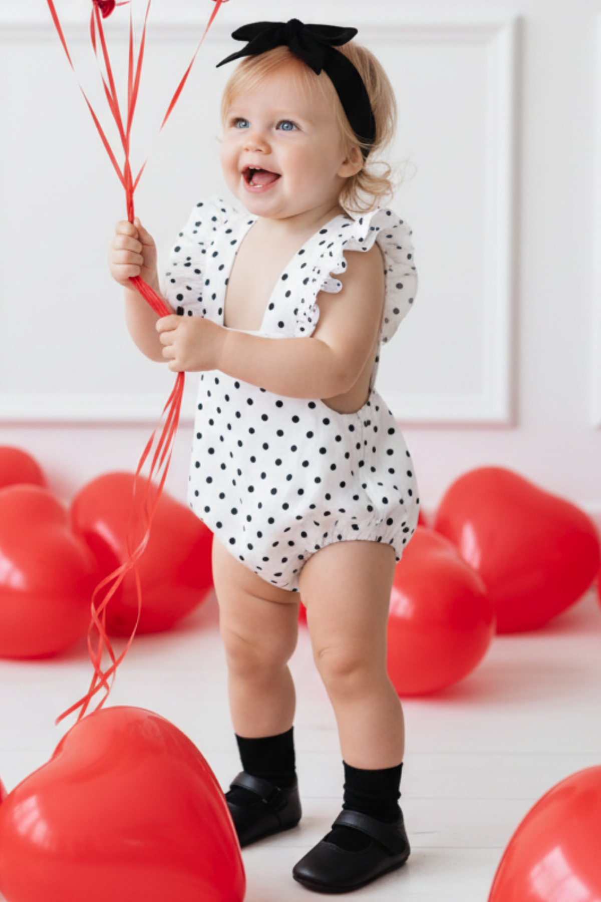 Parla Kids Kız Bebek Bliss Pamuklu Puantiyeli Salopet Bandana Takım, Tulum/Salopet – Parla Kids resmi ürün görseli