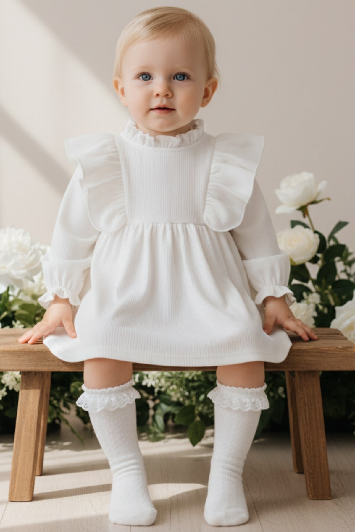 Parla Kids Kız Bebek Ekru Dantelli Dizaltı Çorap, İNDİRİM – Parla Kids resmi ürün görseli