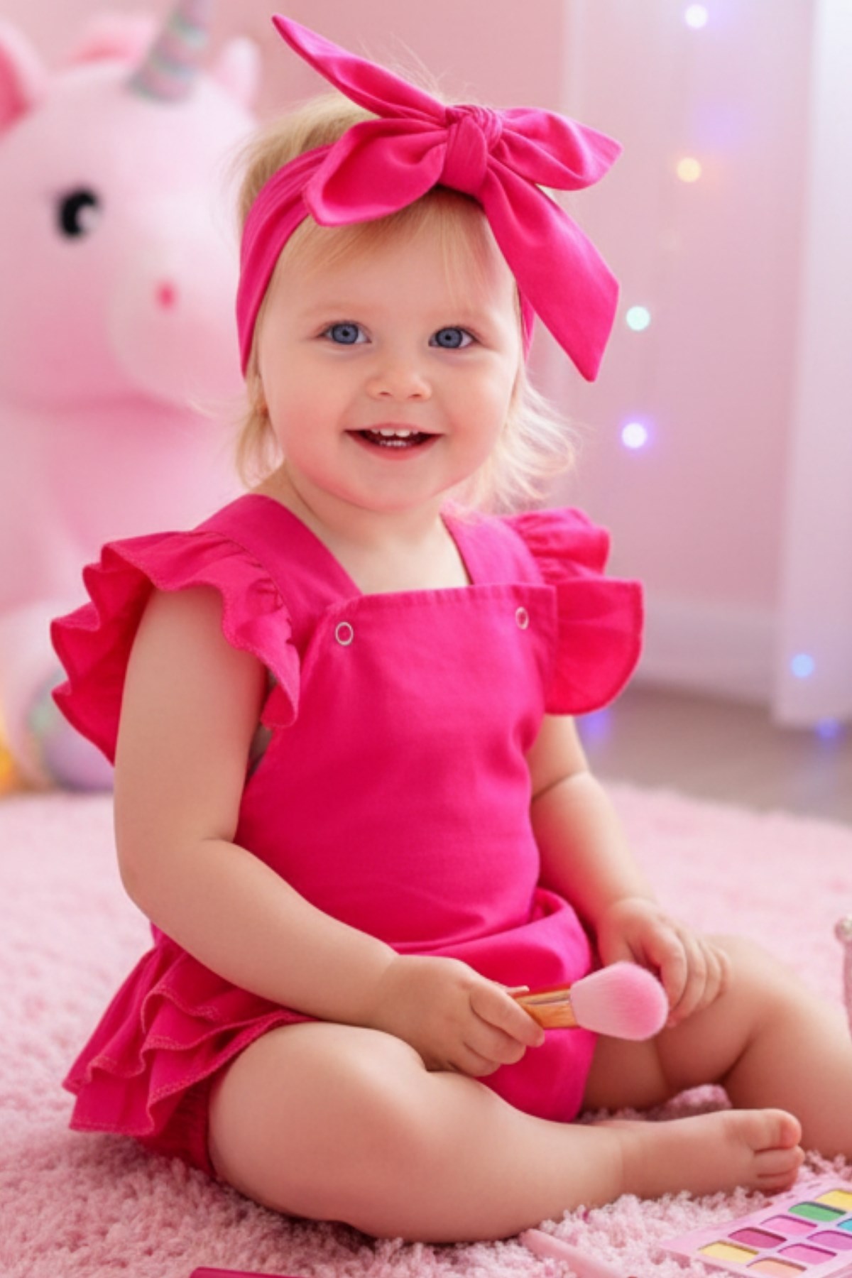 Parla Kids Rosanes Baby Salopette aus Baumwolle mit Haarband, Salopetler – Parla Kids resmi ürün görseli
