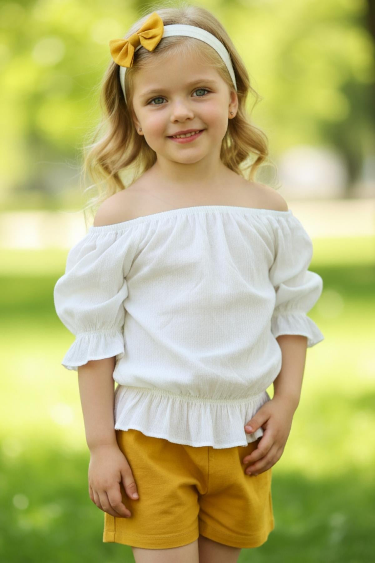 Parla Kids Kız Çocuk Beyaz Bluz ve Saç Bantı Takım 6-7 YAŞ, 6-7 Yaş – Parla Kids resmi ürün görseli