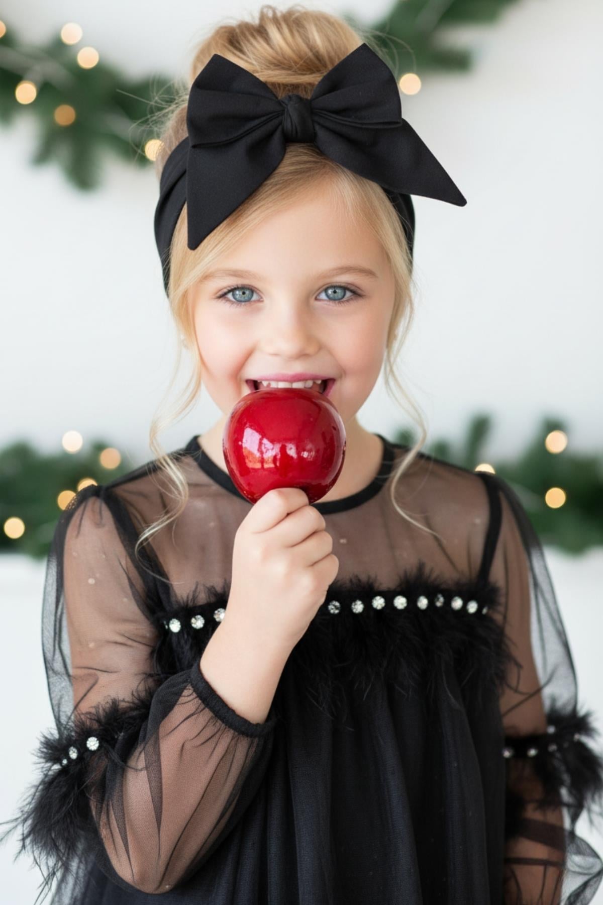 Parla Kids Kız Çocuk Siyah Bağlama Detaylı Poplin Dev Fiyonk Bandana,  – Parla Kids resmi ürün görseli