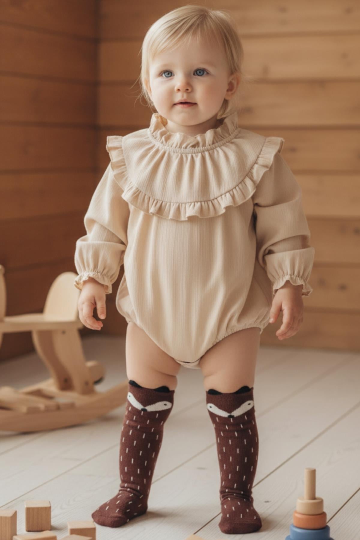Parla Kids Kız Çocuk Tilki Desen Çorap/KOYU KAHVE,  – Parla Kids resmi ürün görseli