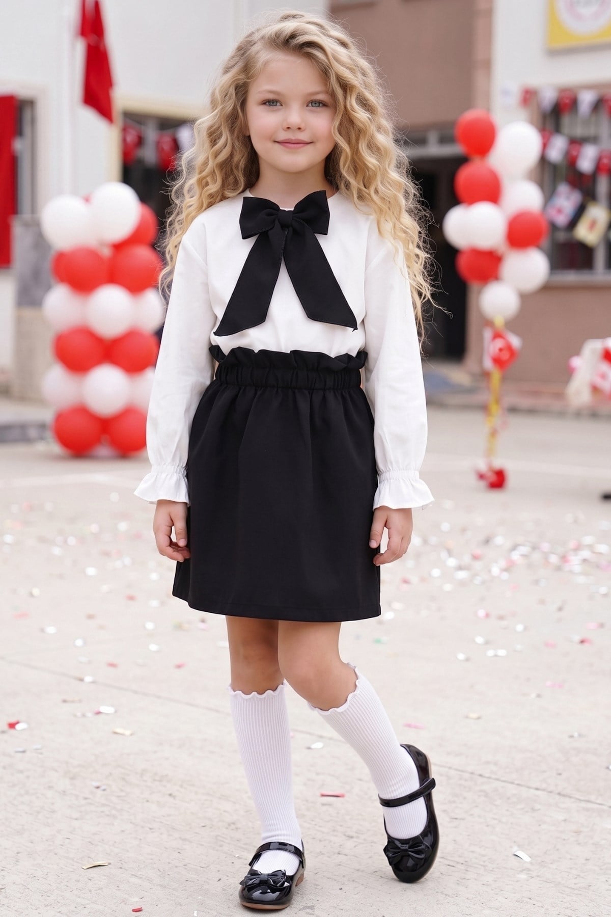 Parla Kids Kız Çocuk Parla Siyah Etek Bluz Takım, Takımlar – Parla Kids resmi ürün görseli