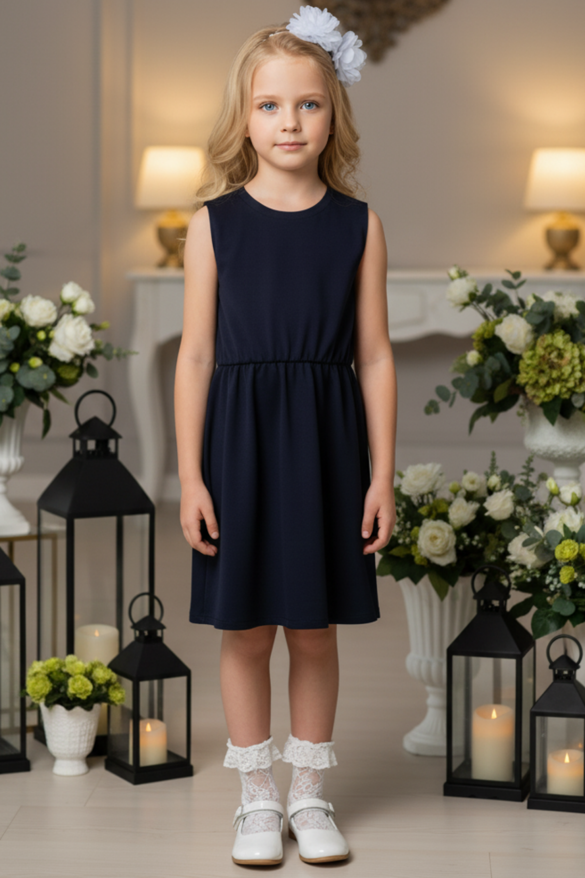 Parla Kids Kız Çocuk Antrasit Elbise Beyaz Toka Takım,  – Parla Kids resmi ürün görseli
