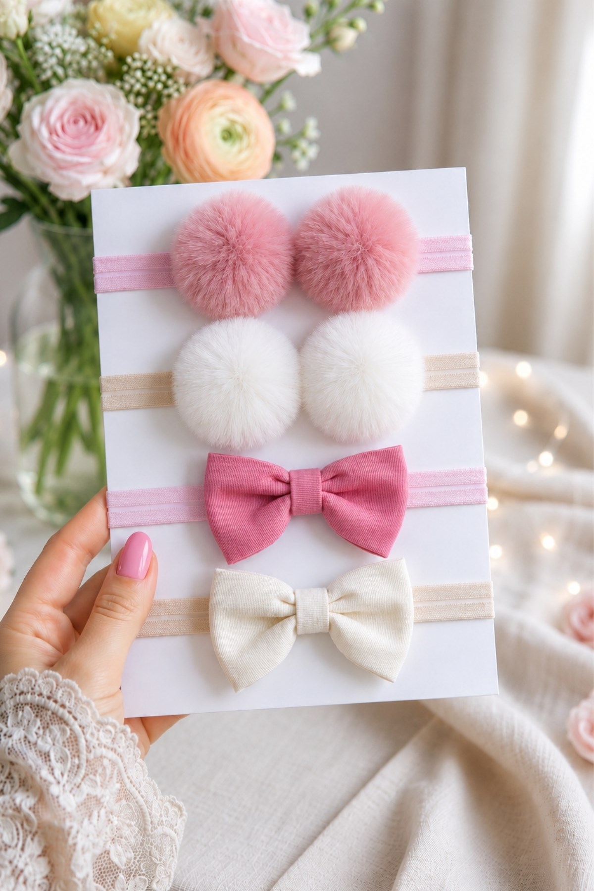 Parla Kids Bebek ve Kız Çocuk Renkli Fiyonk Saç Bandı 4’lü Set,  – Parla Kids resmi ürün görseli
