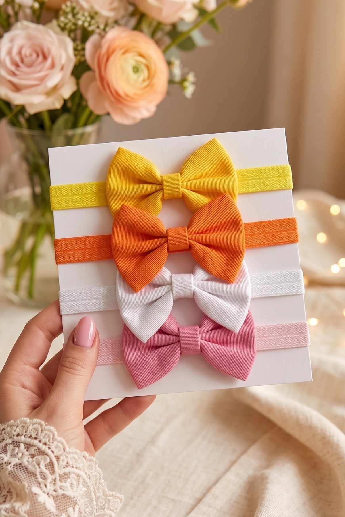 Parla Kids Bebek ve Kız Çocuk Renkli Fiyonk Saç Bandı 4’lü Set,  – Parla Kids resmi ürün görseli