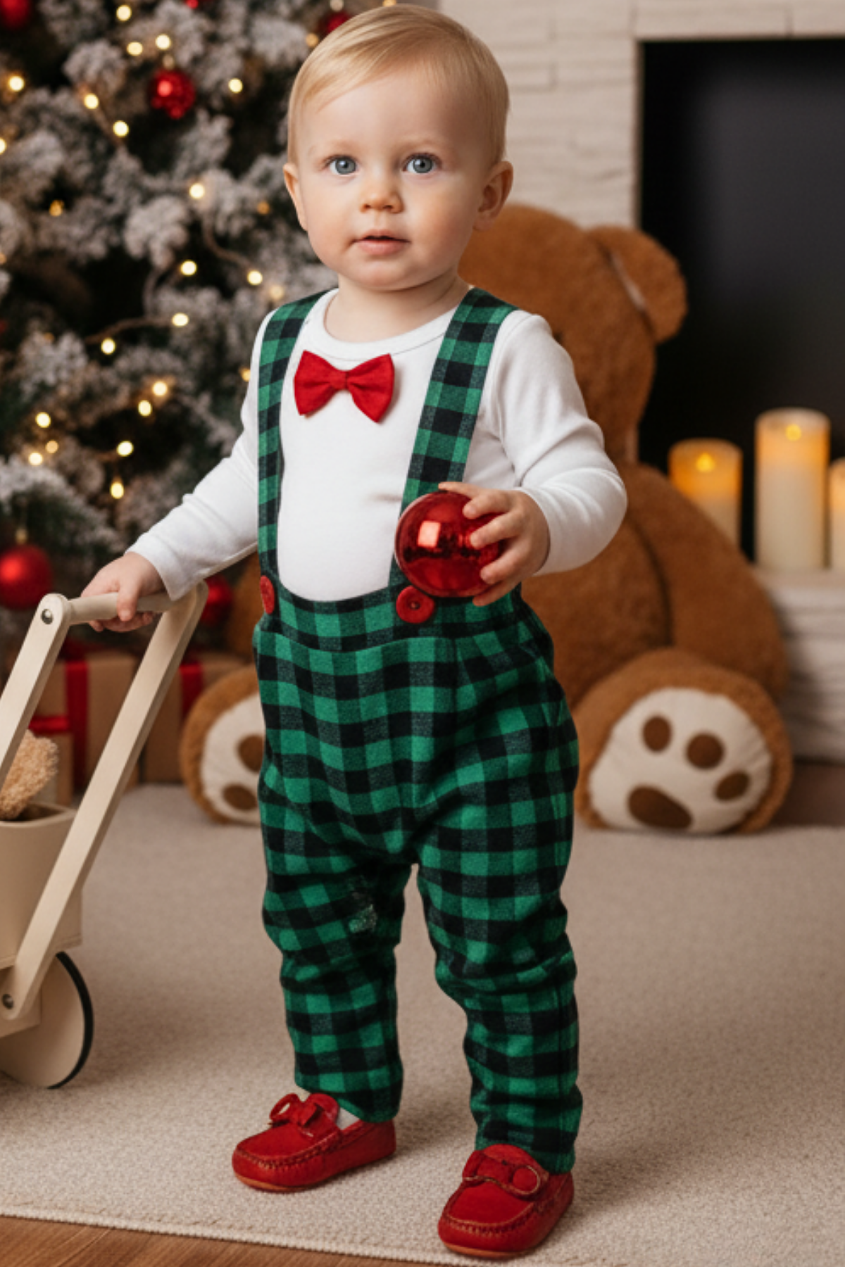 Parla Kids Kız Çocuk Safir Ekose Papyon Body Takım,  – Parla Kids resmi ürün görseli