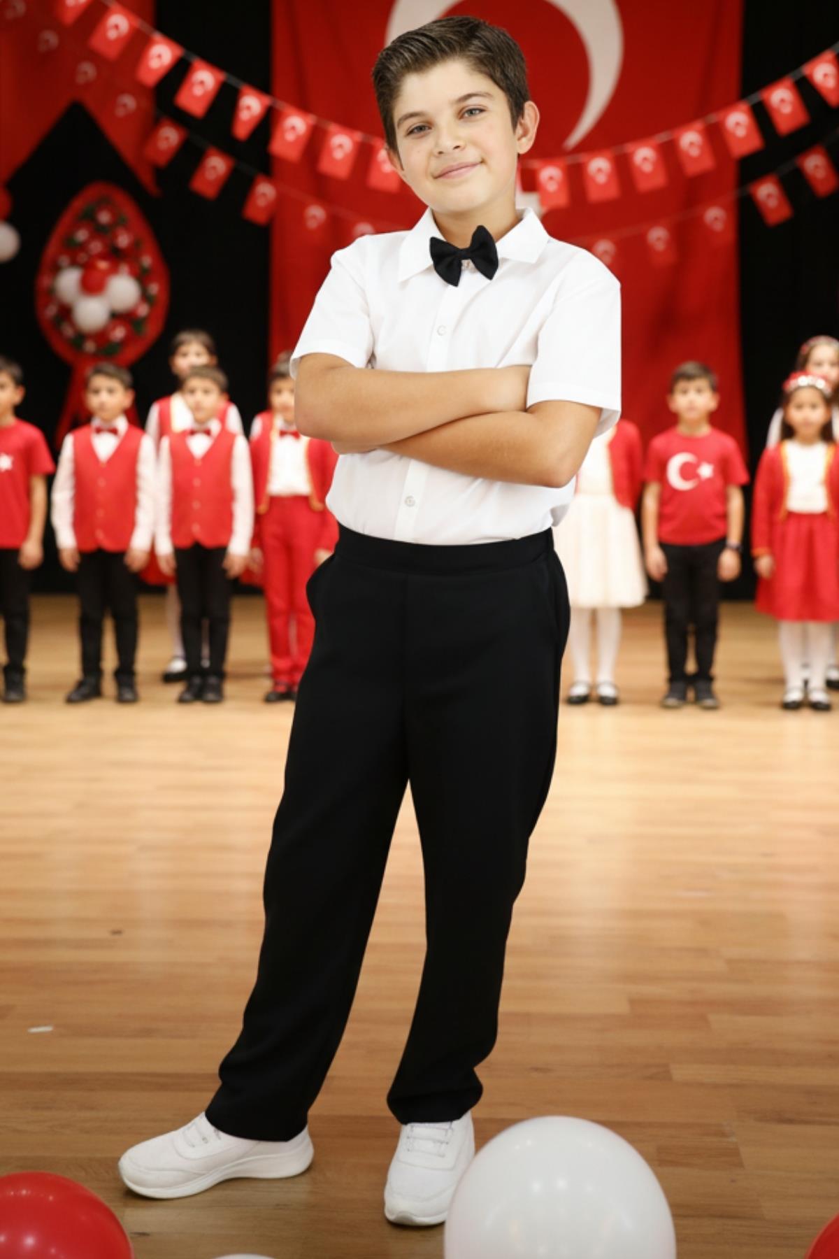 Parla Kids TAKIM 3 Erkek Çocuk Papyonlu Alt Üst Takım 23 Nisan 29 Ekim 10 Kasım 19 Mayıs Gösteri Kıyafetleri,  – Parla Kids resmi ürün görseli
