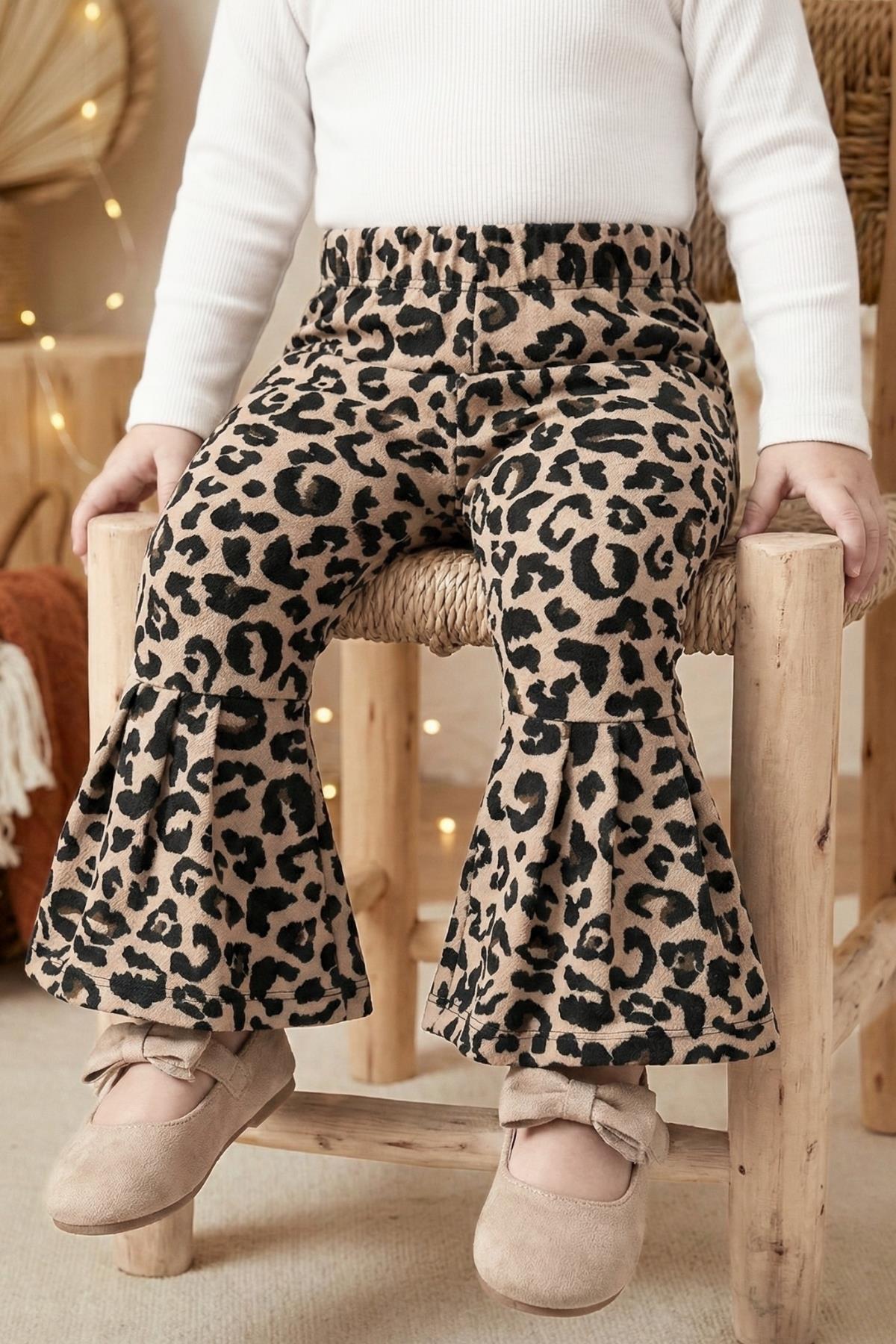 Parla Kids Kız Bebek Leopar İspanyol Paça Yüksek Bel Lastikli Tayt Pantolon,  – Parla Kids resmi ürün görseli
