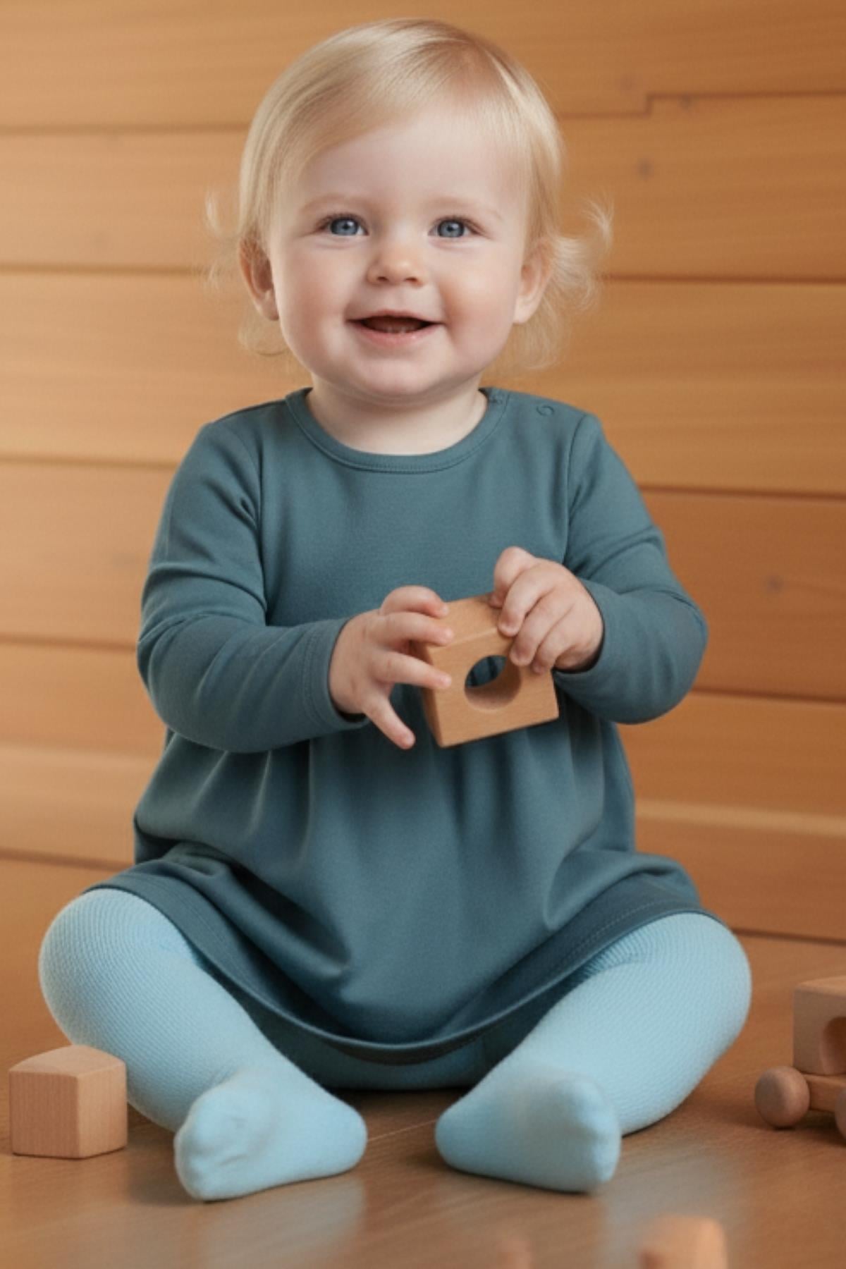 Parla Kids Kız Bebek Mavi Pamuk Külotlu Çorap,  – Parla Kids resmi ürün görseli