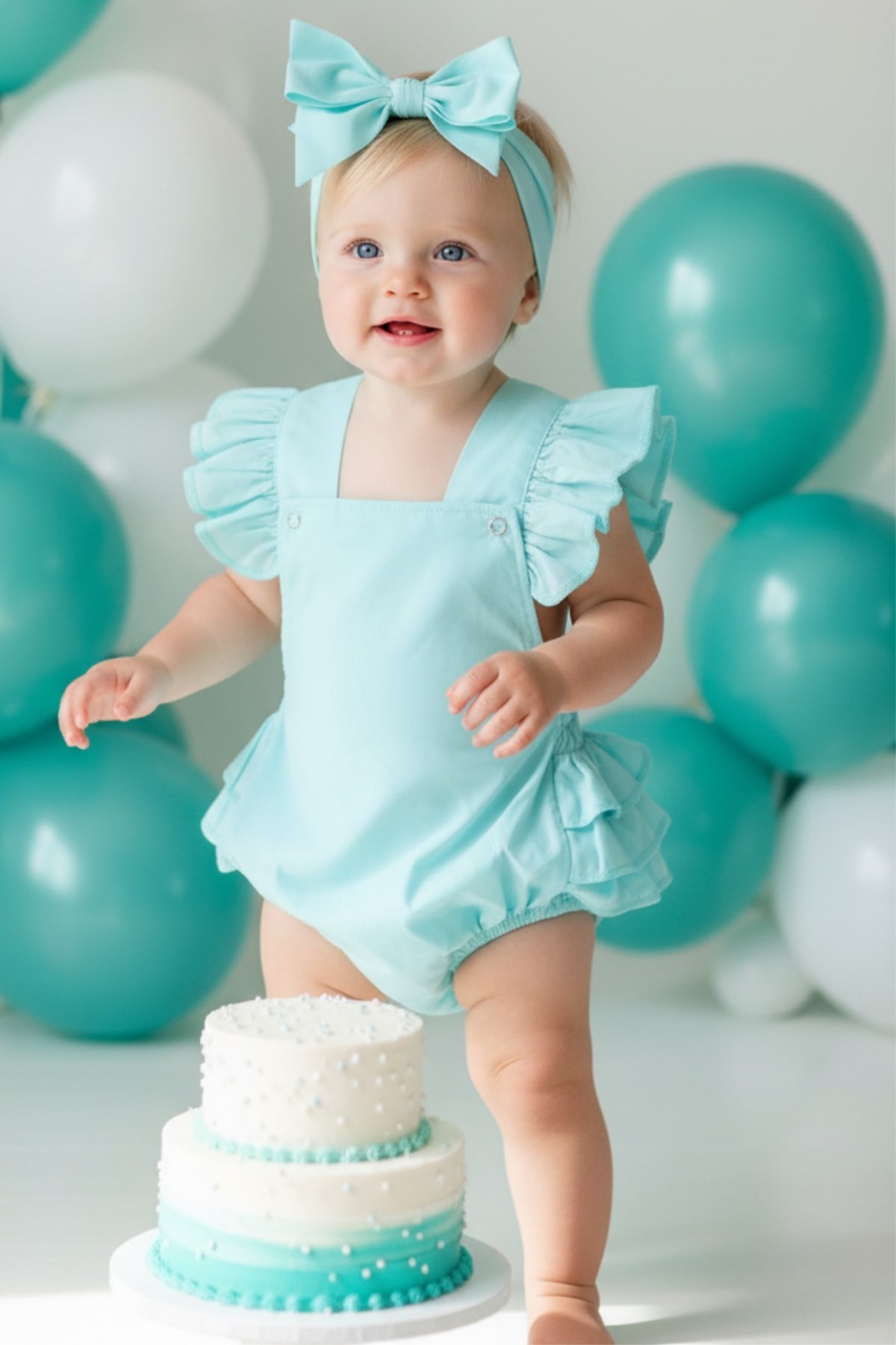 Parla Kids Mintfarbenes Baby Salopette aus Baumwolle mit Haarband, İNDİRİM – Parla Kids resmi ürün görseli