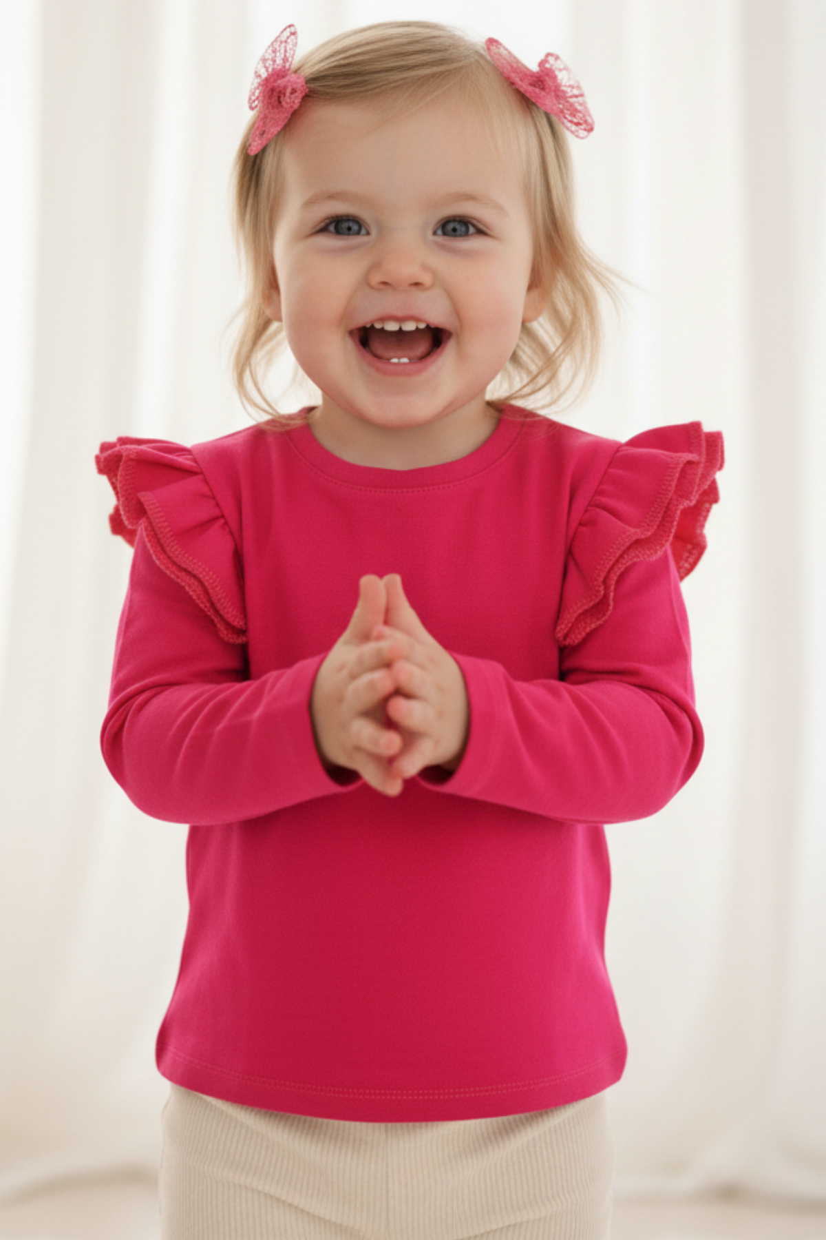 Parla Kids Kız Bebek Uzun Kollu Fuşya Body Toka Takım,  – Parla Kids resmi ürün görseli