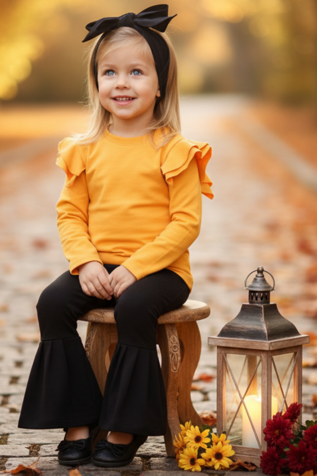 Parla Kids Kız Çocuk Hardal Elbise Bandana Takım, İNDİRİM – Parla Kids resmi ürün görseli