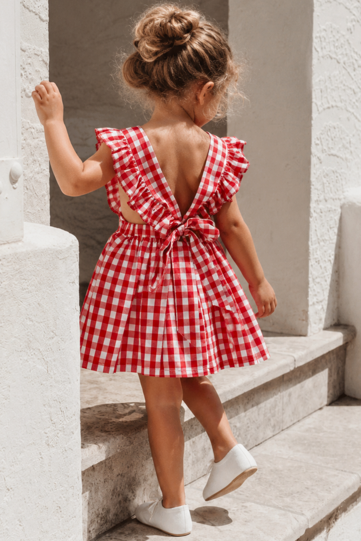 Parla Kids Kız Bebek Violetta Kırmızı Pötikareli Fırfırlı Bağlama Detaylı Elbise Bandana Takım,  – Parla Kids resmi ürün görseli