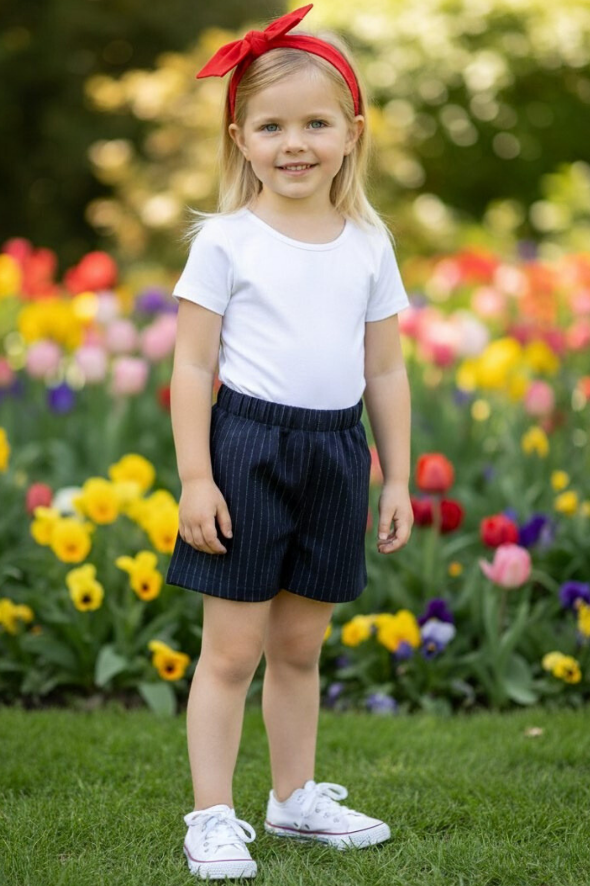Parla Kids Kız Çocuk Çizgili Jean Şort Bandana Takım, İNDİRİM – Parla Kids resmi ürün görseli
