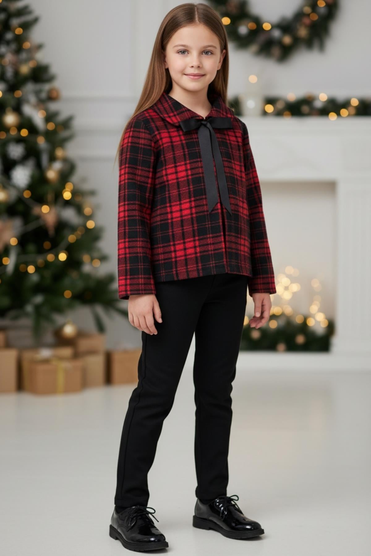Parla Kids Kız Çocuk Kırmızı Ekose Ceket 8-9 YAŞ , 8-9 Yaş – Parla Kids resmi ürün görseli