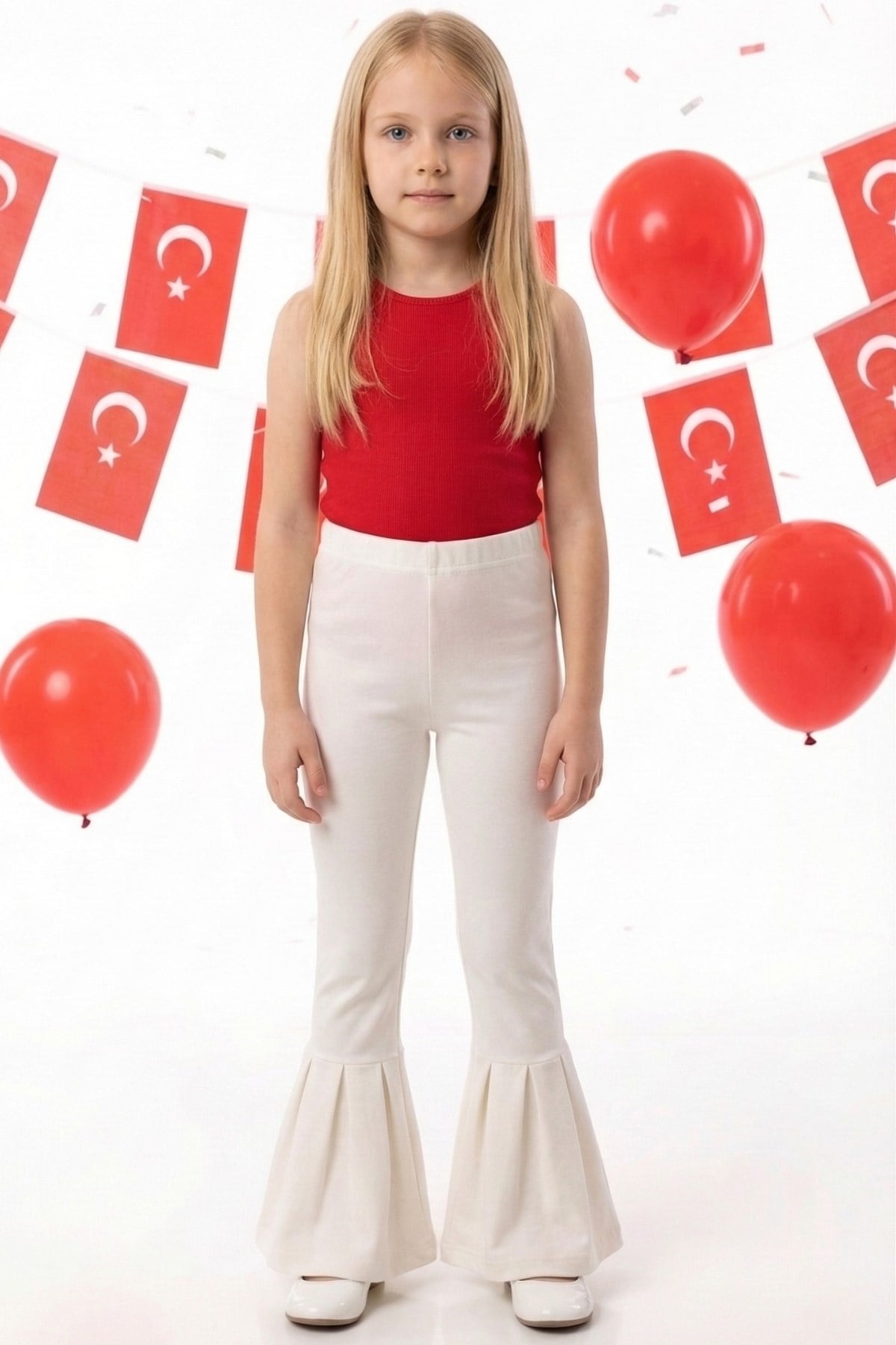 Parla Kids Kız Çocuk Krem İspanyol Paça Yüksek Bel Lastikli Tayt Pantolon, Tayt/Pantolon – Parla Kids resmi ürün görseli