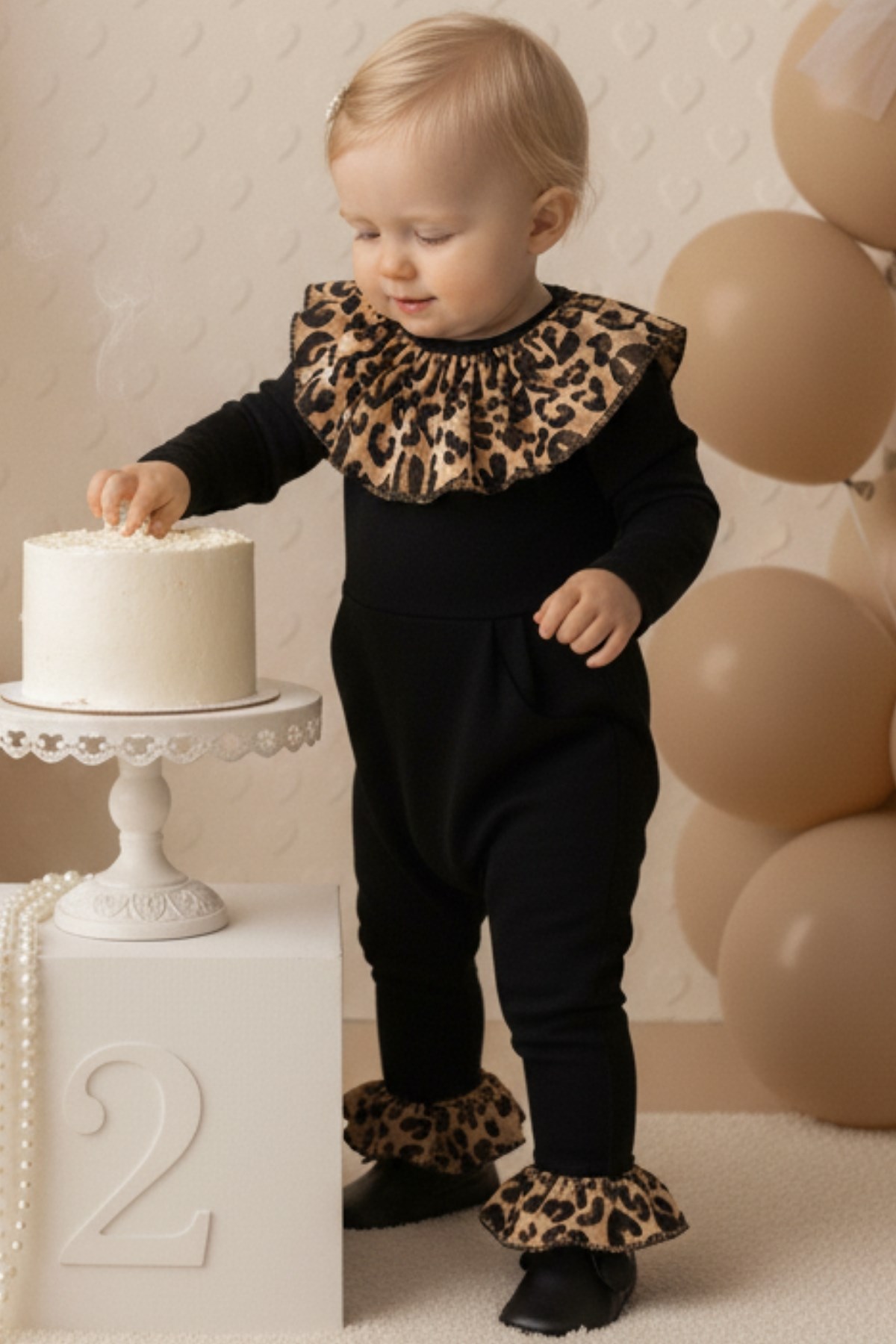 Parla Kids Kız Çocuk Leopar Yakalı Çıtçıt Detaylı Tulum Salopet, Tulum/Salopet – Parla Kids resmi ürün görseli