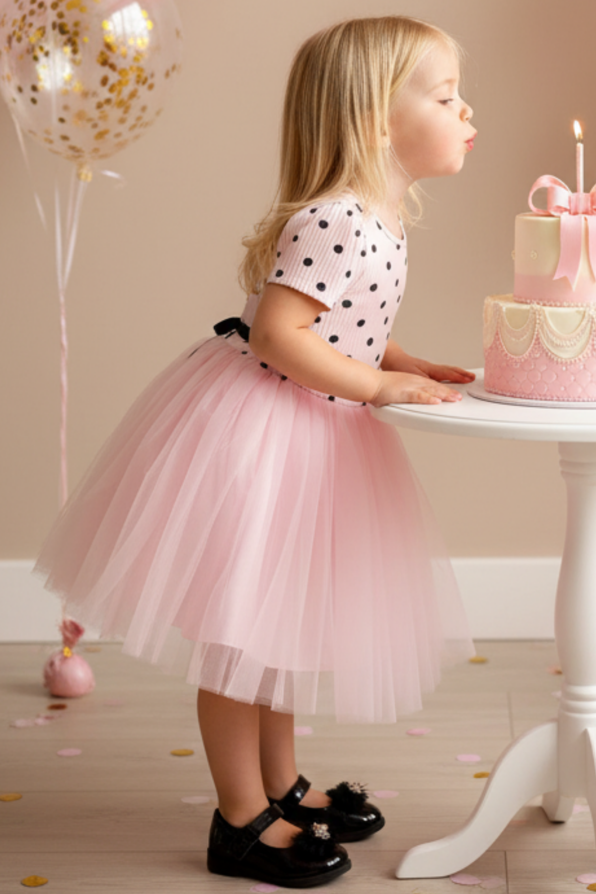 Parla Kids Kız Çocuk Puanlı Tütü Pembe Elbise ,  – Parla Kids resmi ürün görseli