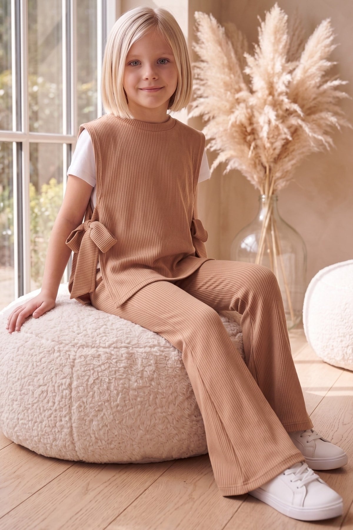 Parla Kids Kız Çocuk Simena Camel Bağlama Detaylı Üst Ispanyol Alt Üst Eşofman Takım , Takımlar – Parla Kids resmi ürün görseli