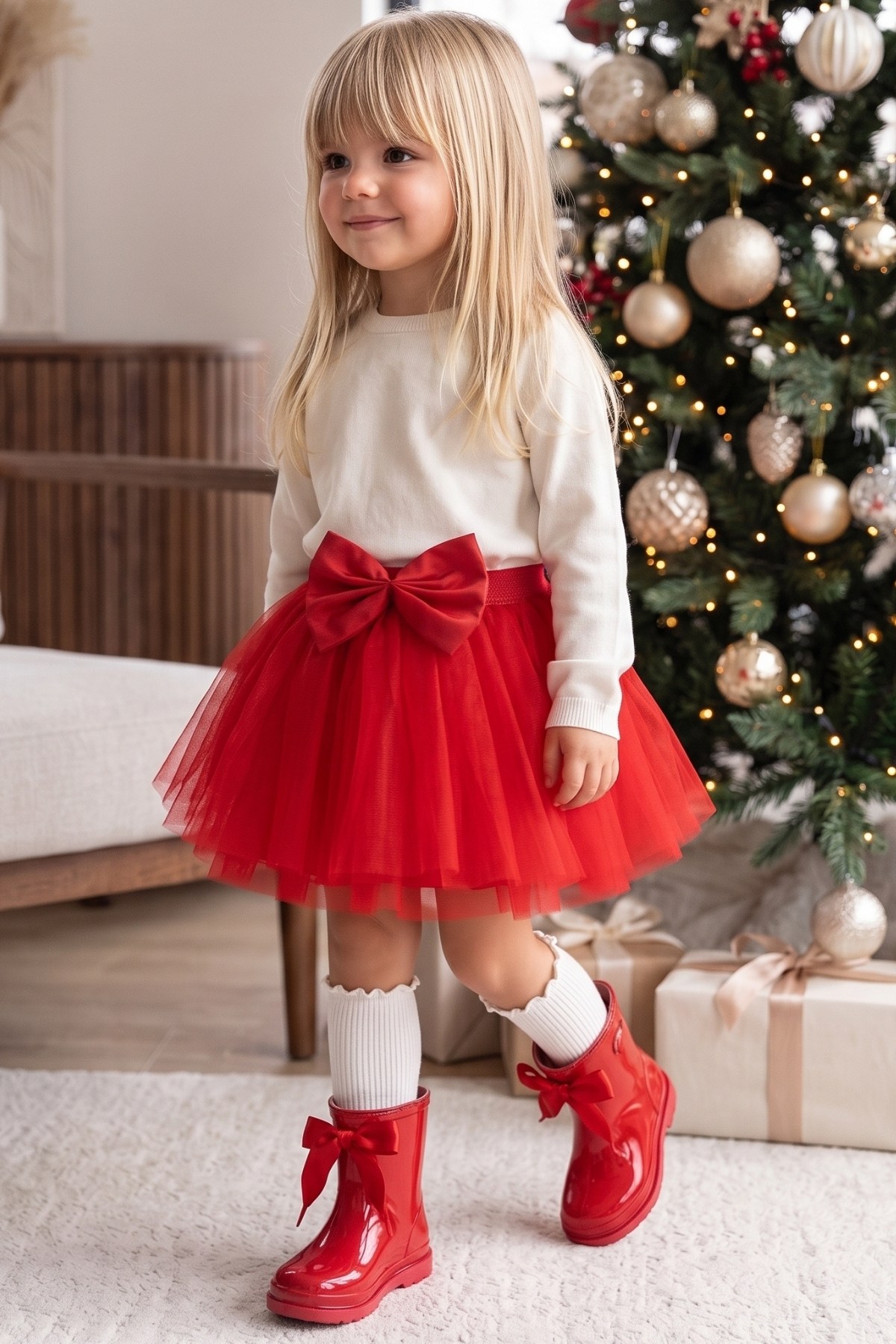 Parla Kids SAHRA FİYONK DETAY TÜTÜ ETEK /KIRMIZI, Tayt/Pantolon – Parla Kids resmi ürün görseli