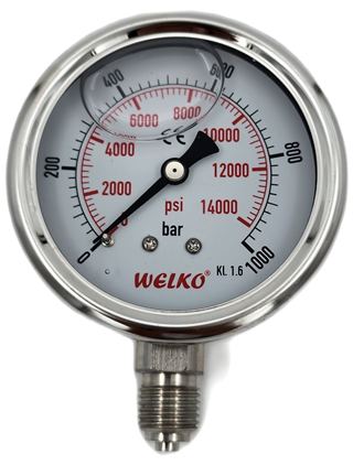 WELKO 1000 BAR GLİSERİNLİ MANOMETRE