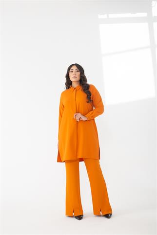 Müsemma Büyük Beden Dokuma Kumaş Ön Yırtmaç ve Dikiş Detaylı Erva Pantolon 23KPNT-MUS0002