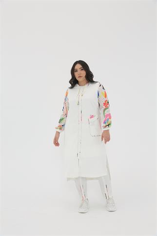 Müsemma Büyük Beden Dokuma Kumaş Renkli Kombin Geçişli Spor Gökkuşağı Kap 23YKAP-MUS0011