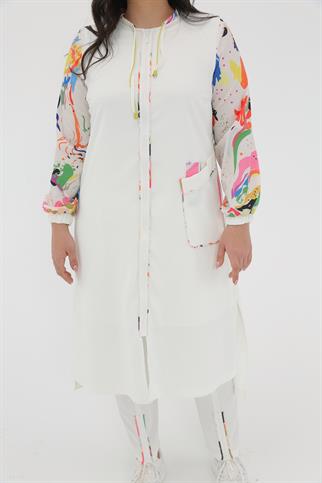 Müsemma Büyük Beden Dokuma Kumaş Renkli Kombin Geçişli Spor Gökkuşağı Kap 23YKAP-MUS0011