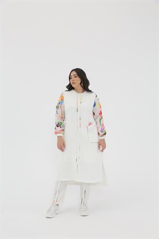 Müsemma Büyük Beden Dokuma Kumaş Renkli Kombin Geçişli Spor Gökkuşağı Kap 23YKAP-MUS0011