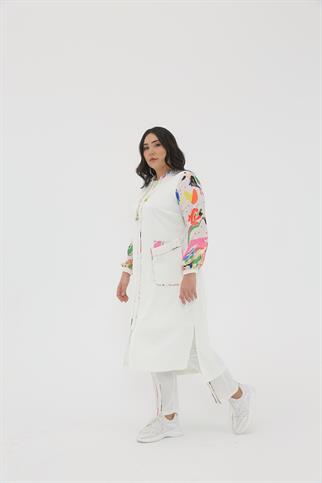 Müsemma Büyük Beden Dokuma Kumaş Renkli Kombin Geçişli Spor Gökkuşağı Kap 23YKAP-MUS0011