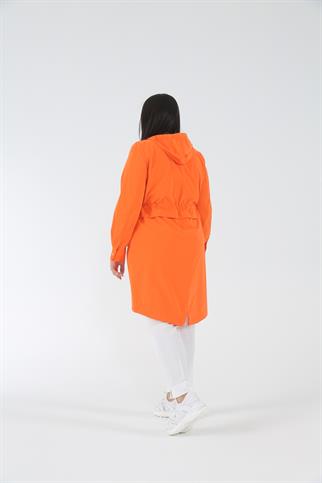 Müsemma Büyük Beden Dokuma Kumaş Sabit Kapüşonlu Önü Fermuarlı Paris Trench 23YTRE-MUS0003