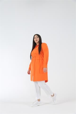 Müsemma Büyük Beden Dokuma Kumaş Sabit Kapüşonlu Önü Fermuarlı Paris Trench 23YTRE-MUS0003