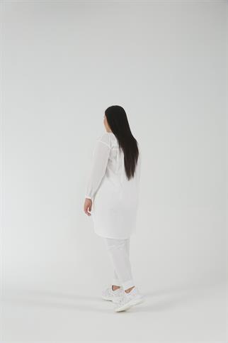 Müsemma Büyük Beden Dokuma Kumaş Süs Cep Detaylı Kolları Lastikli Ceylin Gömlek 23YGML-MUS0003