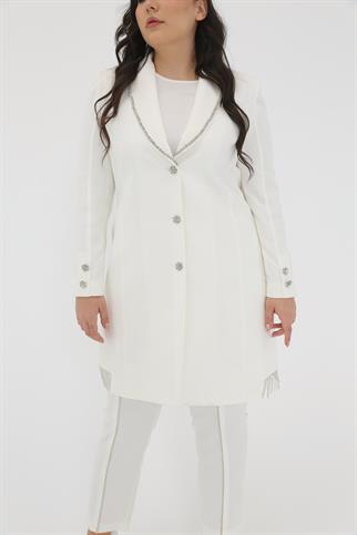 Müsemma Büyük Beden Dokuma Kumaş Tasarım 2 li Swarovski Takım 23YTKM-MUS0003