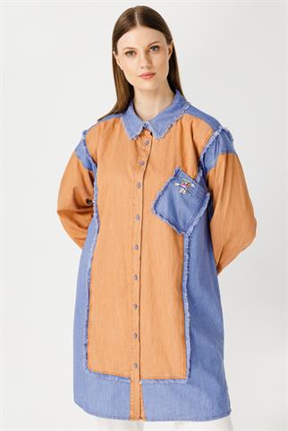 Müsemma Büyük Beden Gökyüzü Gömlek 24YGML-MUS0003