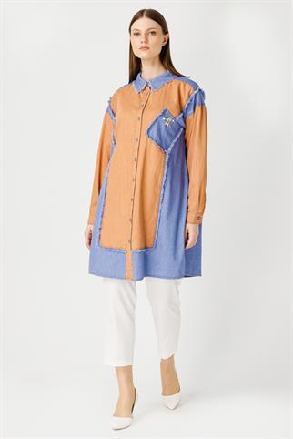 Müsemma Büyük Beden Gökyüzü Gömlek 24YGML-MUS0003