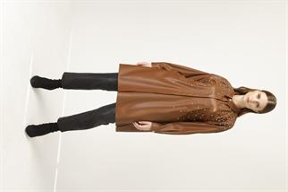 Müsemma Büyük Beden Suni Deri Kumaş Yakut Gömlek 24KGML-MUS0004