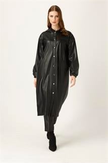 Müsemma Suni Deri Önü Düğme Kapamalı Şevin Kap 24KKAP-MUS0002