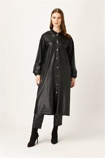 Müsemma Suni Deri Önü Düğme Kapamalı Şevin Kap 24KKAP-MUS0002