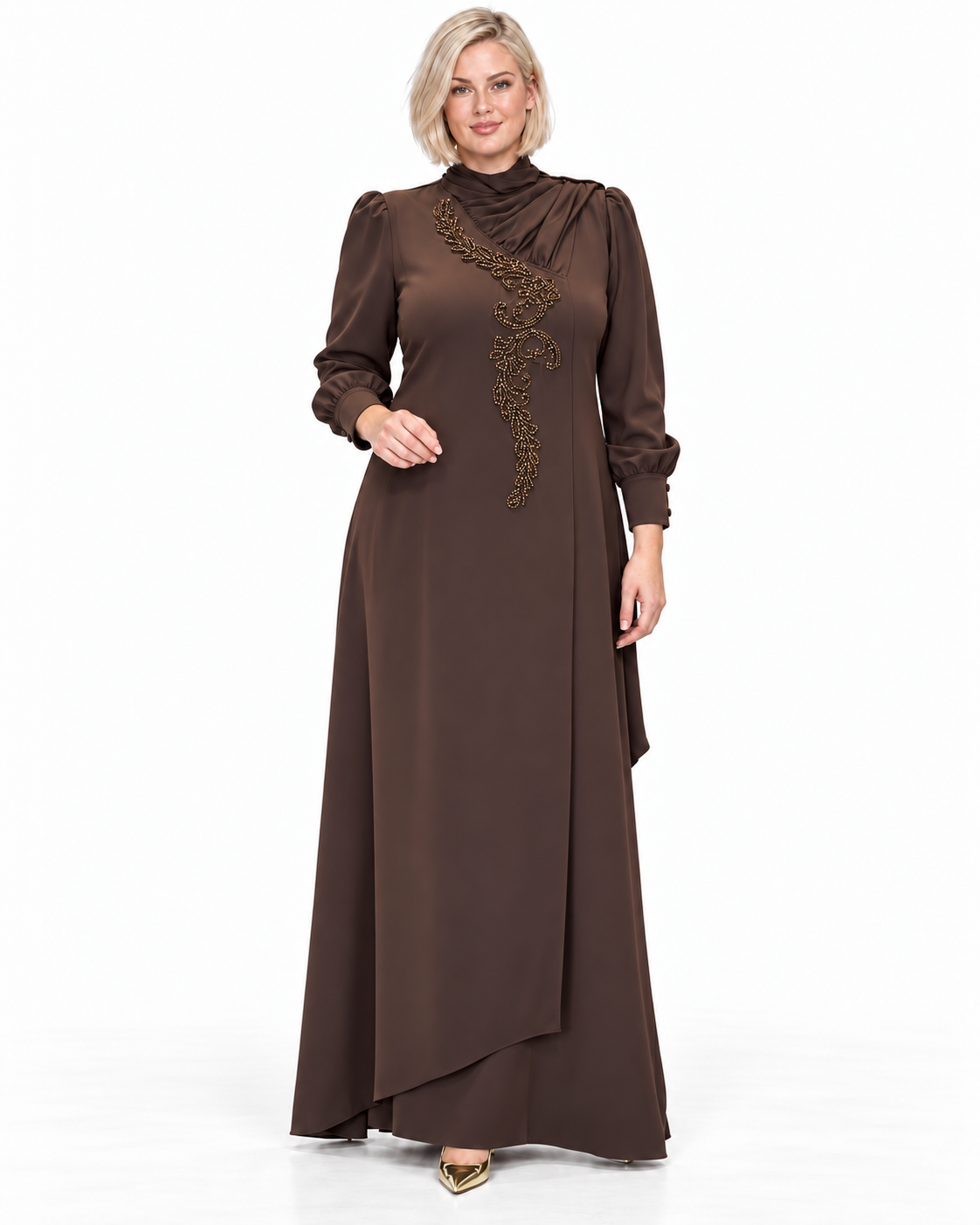 MÜSEMMA ZERAY ELBİSE KAHVE 27KELB-MUS0002