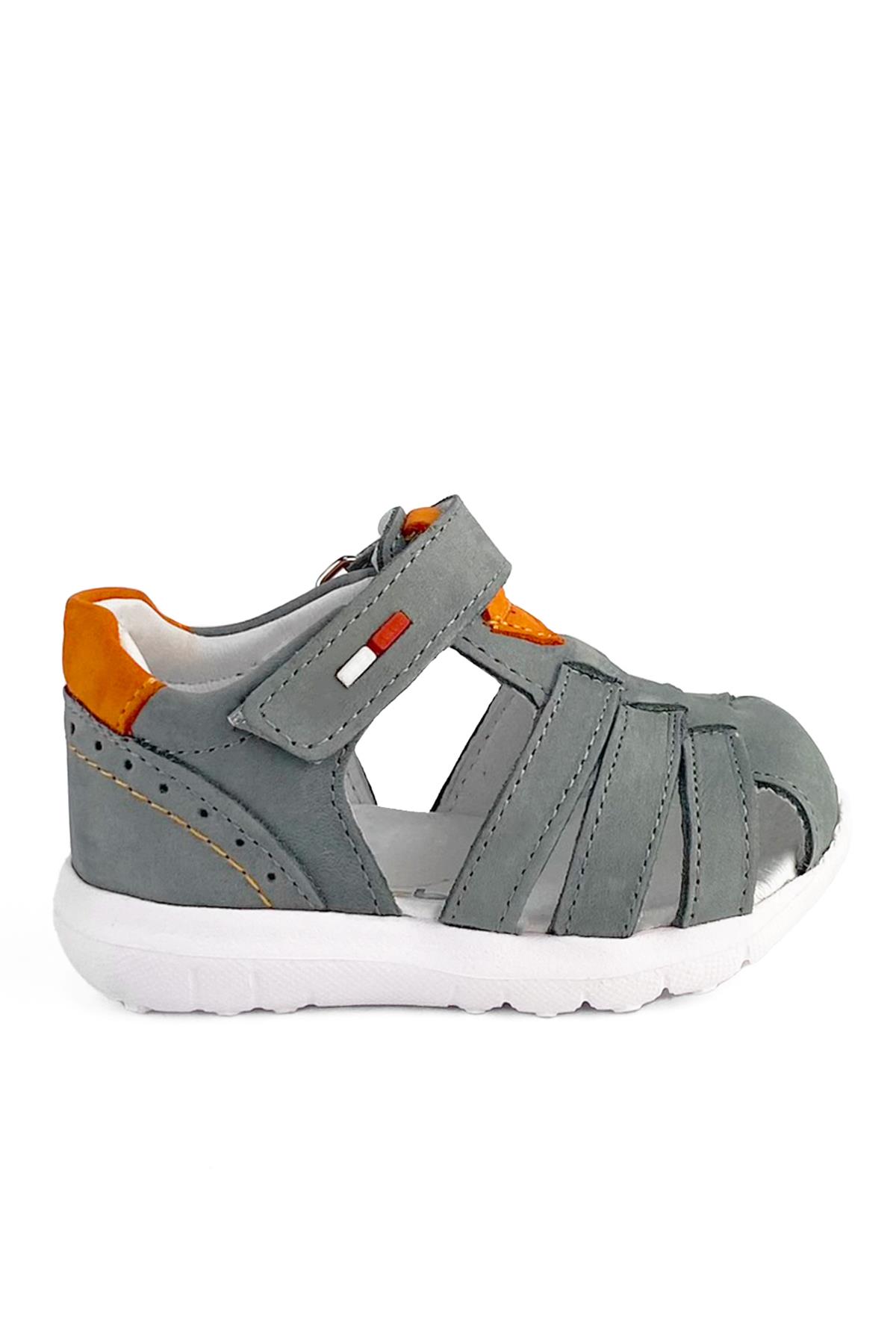 Gri Nubuk Erkek Çocuk Sandalet