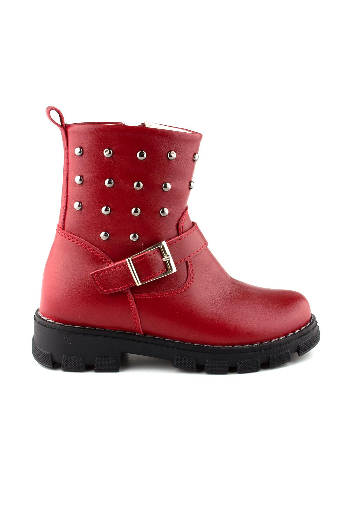 Kırmızı Deri Kız Çocuk Bot