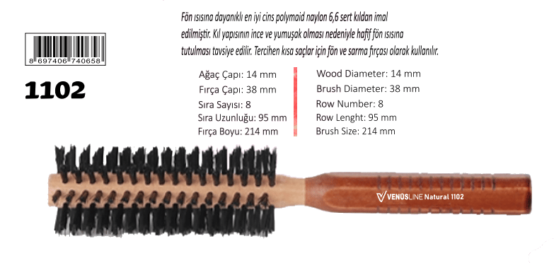 VENUSLINE NATURAL  SAÇ FIRÇASI V-1102